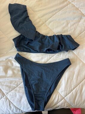 Abercrombie & Fitch Shimmery Black One-Shoulder Bikini